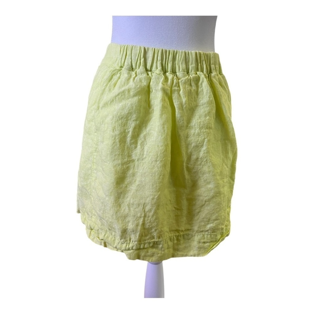J. Crew Neon Lime Green 100% Linen Skirt Size 0 - Picture 6 of 7